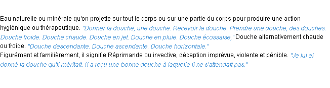 Définition douche ACAD 1932