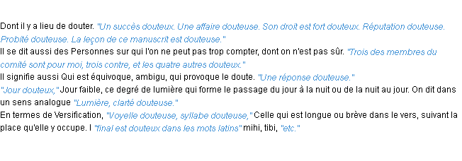 Définition douteux ACAD 1932