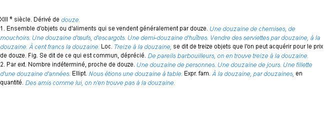 Définition douzaine ACAD 1986