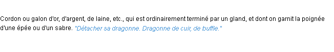 Définition dragonne ACAD 1932