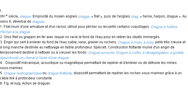 Définition drague ACAD 1986