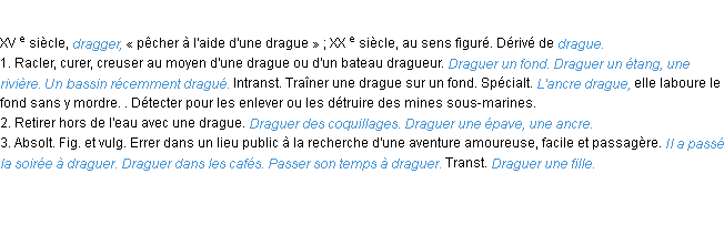 Définition draguer ACAD 1986