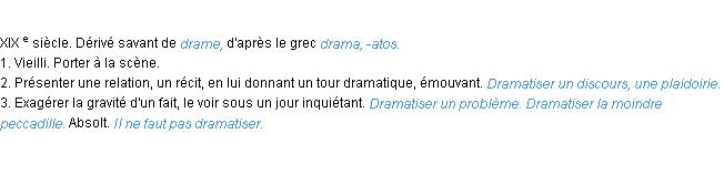 Définition dramatiser ACAD 1986