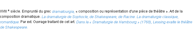 Définition dramaturgie ACAD 1986