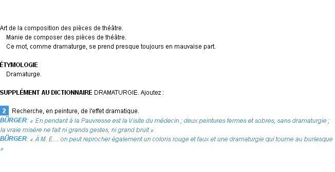 Définition dramaturgie Emile Littré