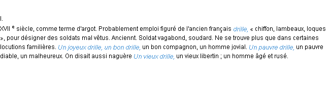 Définition drille ACAD 1986