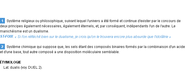 Définition dualisme Emile Littré