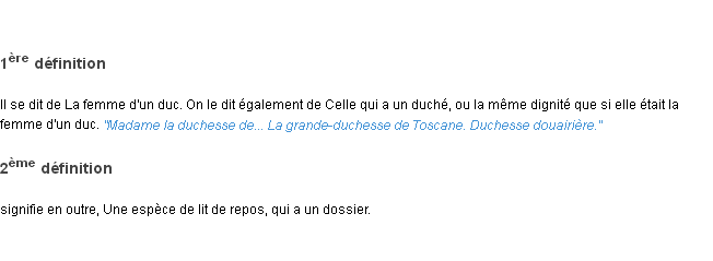 Définition duchesse ACAD 1835