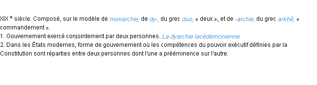 Définition dyarchie ACAD 1986