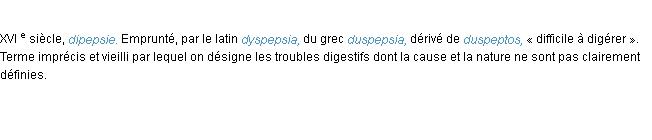 Définition dyspepsie ACAD 1986