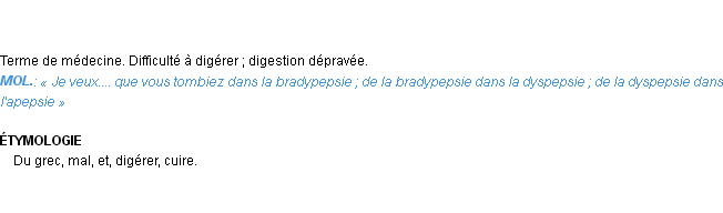 Définition dyspepsie Emile Littré