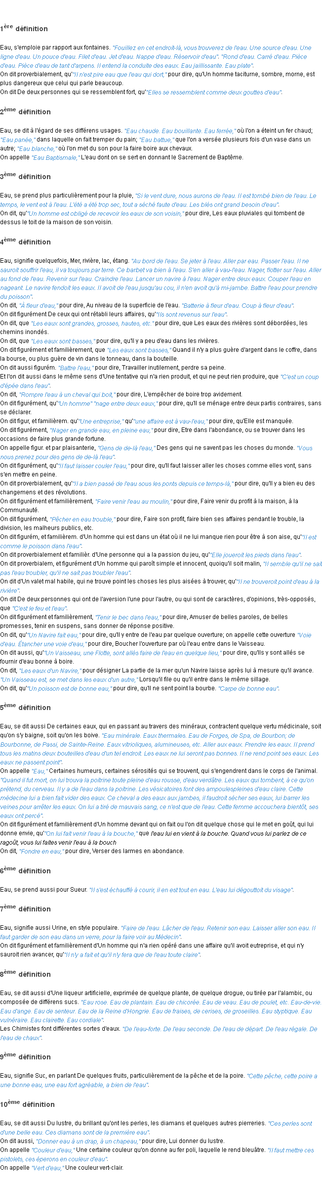 Définition eau ACAD 1798