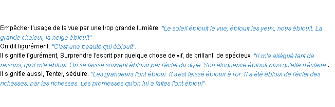 Définition éblouir ACAD 1798