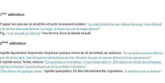 Définition éblouir ACAD 1835