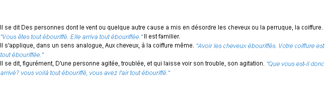 Définition ébouriffé ACAD 1835