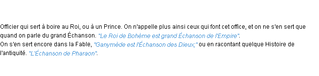 Définition échanson ACAD 1798