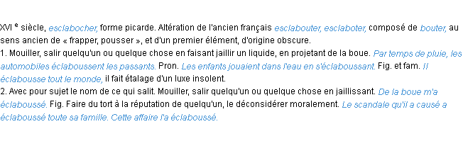 Définition éclabousser ACAD 1986