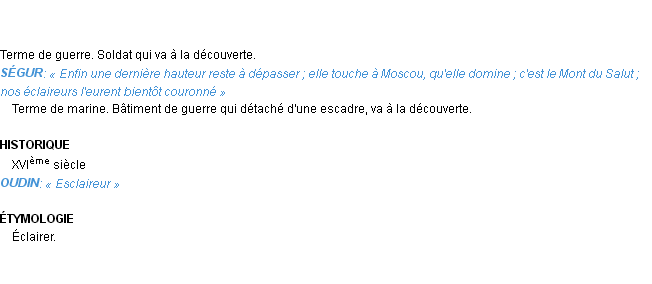 Définition éclaireur Emile Littré