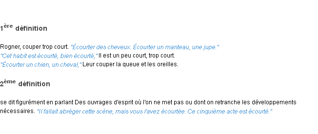 Définition écourter ACAD 1835