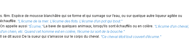 Définition écume ACAD 1798