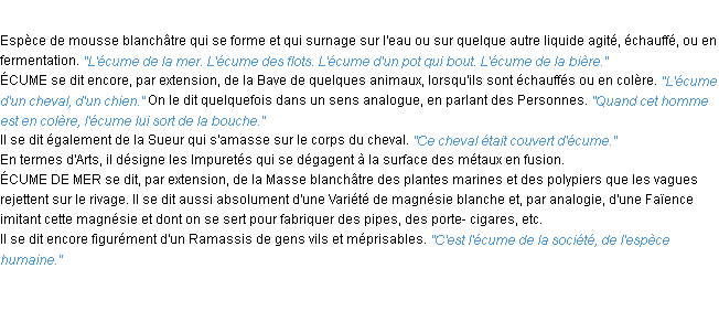 Définition écume ACAD 1932
