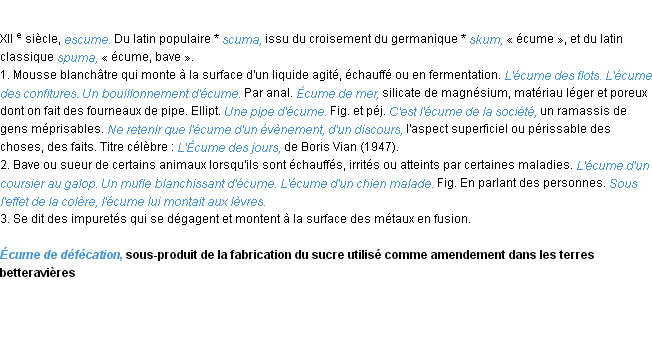 Définition écume ACAD 1986
