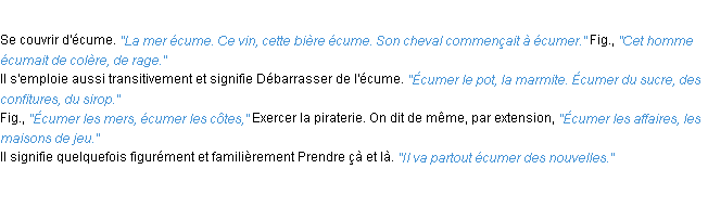 Définition écumer ACAD 1932