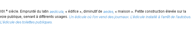 Définition édicule ACAD 1986
