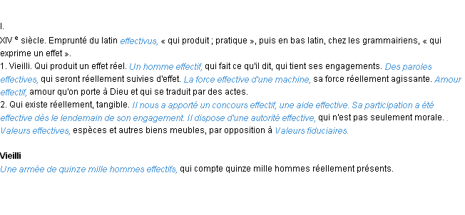 Définition effectif ACAD 1986