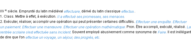 Définition effectuer ACAD 1986