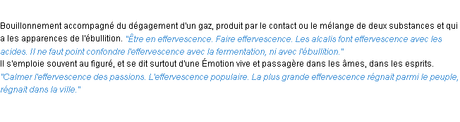 Définition effervescence ACAD 1932