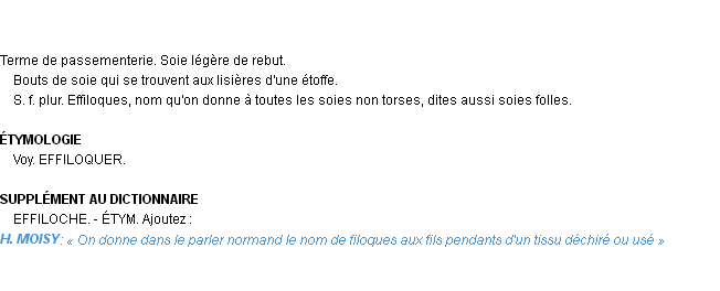 Définition effiloche ou effiloque Emile Littré