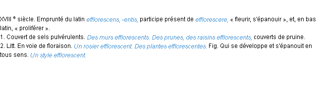 Définition efflorescent ACAD 1986