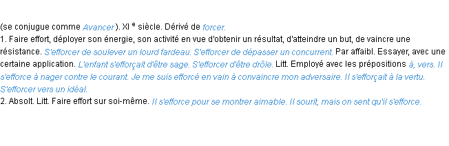 Définition efforcer (s') ACAD 1986