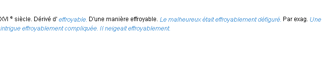 Définition effroyablement ACAD 1986