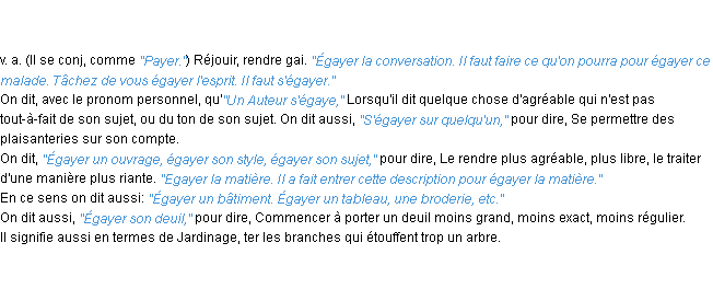 Définition égayer ACAD 1798