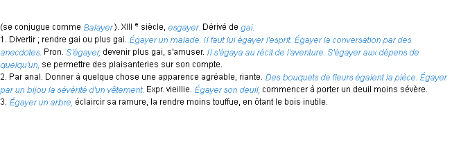 Définition égayer ACAD 1986