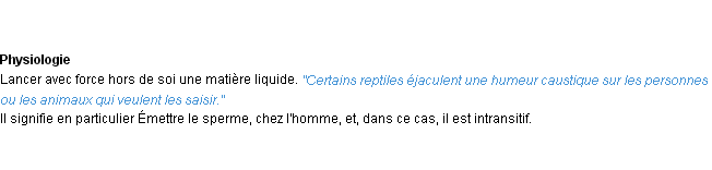 Définition éjaculer ACAD 1932