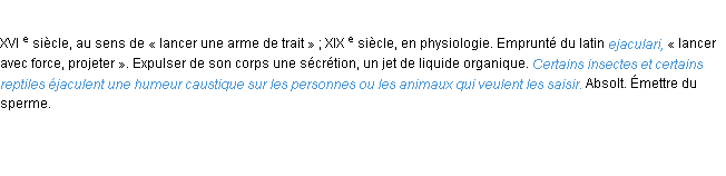 Définition éjaculer ACAD 1986