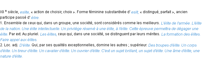 Définition élite ACAD 1986