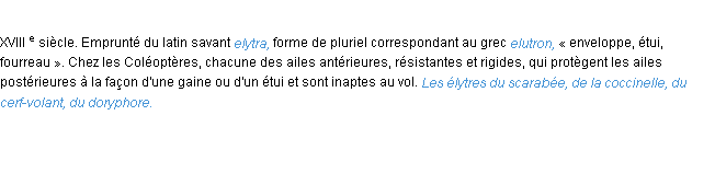 Définition élytre ACAD 1986