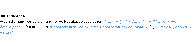Définition émancipation ACAD 1932