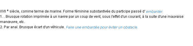 Définition embardée ACAD 1986