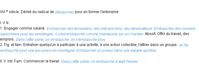 Définition embaucher ACAD 1986