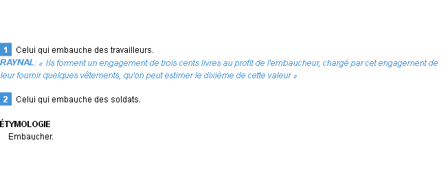 Définition embaucheur Emile Littré