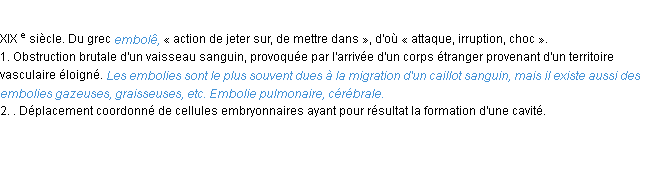 Définition embolie ACAD 1986