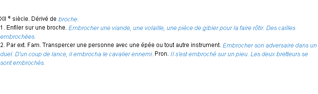 Définition embrocher ACAD 1986