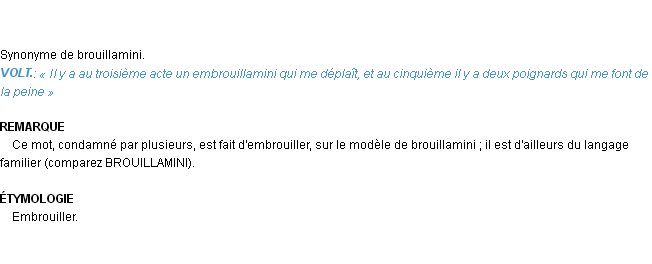 Définition embrouillamini Emile Littré