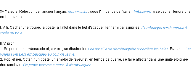 Définition embusquer ACAD 1986