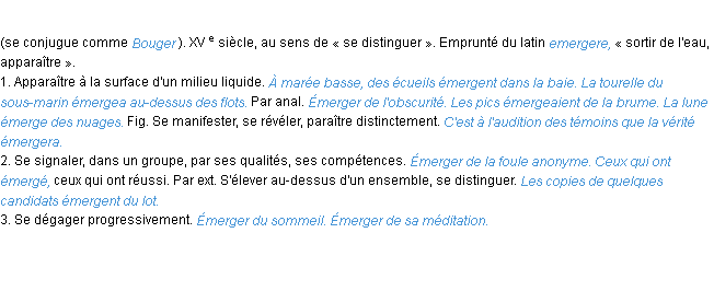 Définition émerger ACAD 1986
